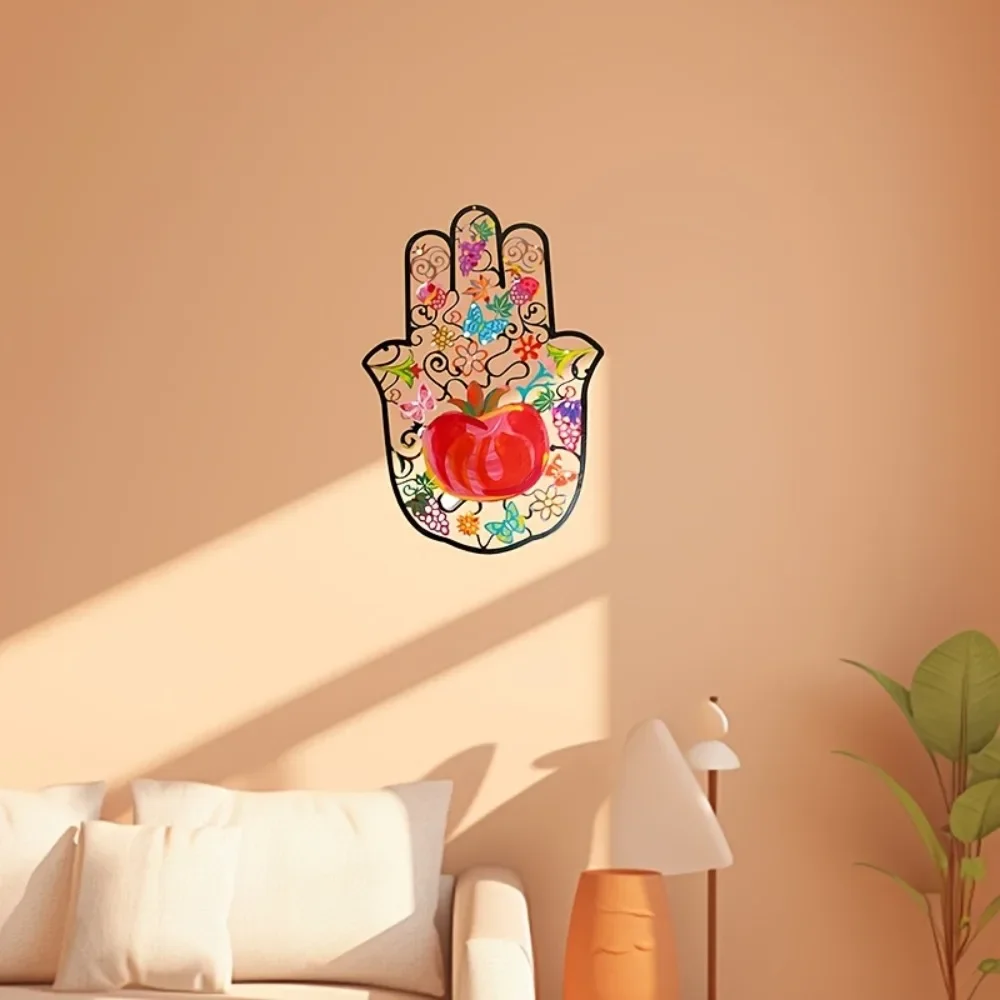 Art & Craft Paper For Kids - CIFBUY งานศิลปะโลหะติดผนังรูปมือฮัมซา ลายดอกไม้ทับทิมหลากสีและผีเสื้อ แบบตัด 2 มิติ