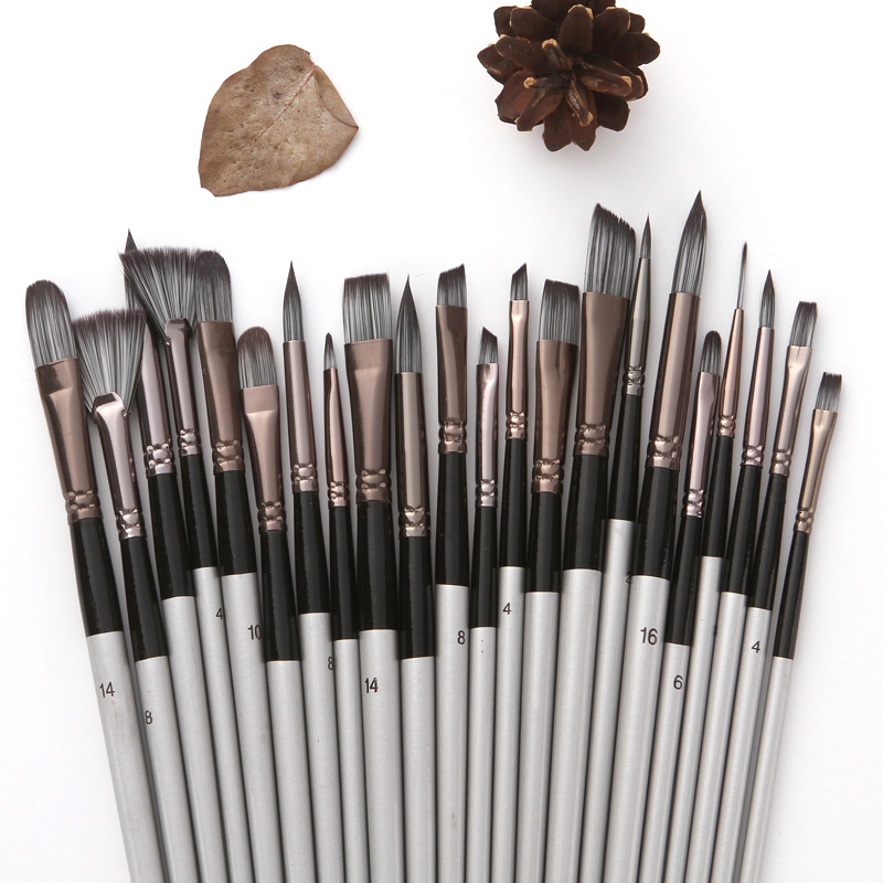 ชุดแปรงไนลอน 24 ชิ้น ด้ามสีเทา - Gouache Paint Set บทวิจารณ์และราคา